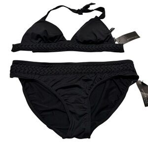 Kenneth Cole NWT Black Bikini Sleek Halter Style SZ L/XL